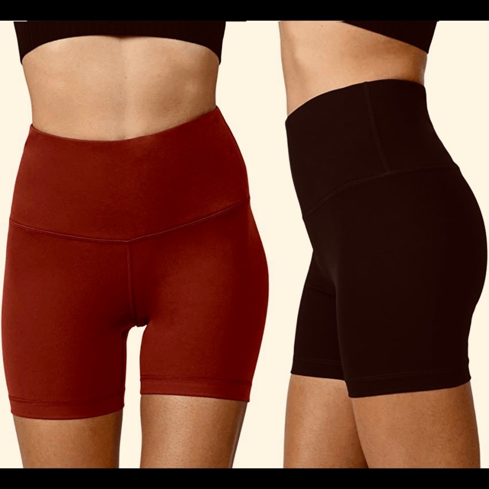Yogalicious Lux Soft High-Waist 5” Bike Short 2-Pk Black/ Exotic Bloom Small NEW